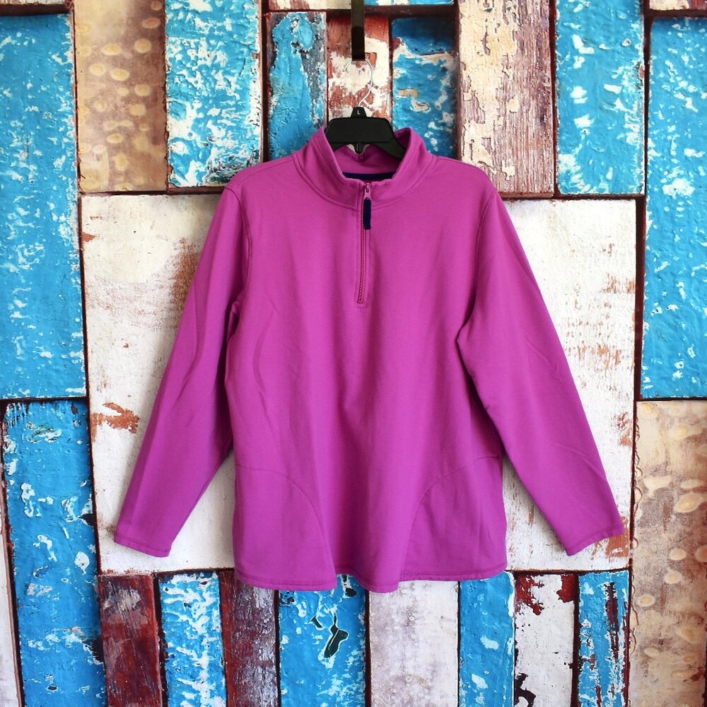Women's St. John's Bay Pullover Sweatshirt Classic Quarter Zip SIZE 0X Pink